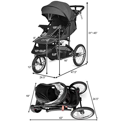 BABY JOY Jogger Stroller, Lightweight Jogging Stroller, Folding