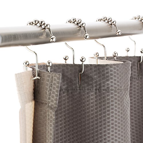 TENOVEL Never Rust 304 Stainless Steel Shower Rings, Rustproof Shower Curtain Hooks,Heavy Duty Roller Double Glide Shower Curtain Hooks for Bathroom Shower Liners, Brushed Nickel,Set of 12 Hooks - Thumbnail 6