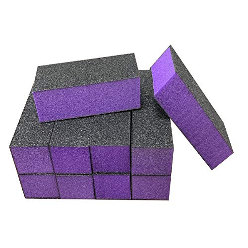 10 Pcs Nail Buffer Sanding Block Polisher Buffing File 100/180 Grit 3 sides Nail Files Art Pedicure Manicure File(Black Purple) - Thumbnail 7