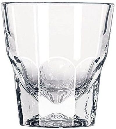 Set of 2 Libbey 4.5 oz. Gibraltar Rocks Glasses, DuraTuff treated, Made in USA, 5-piece Bundle includes Liquor Pourer and Two Exclusive Starlines Coasters