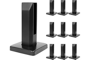 LukLoy 304 Stainless Steel Square Glass Spigots Pool Fence Spigot Clamp Home Garden Stairs Balustrade Railing Balcony Glass Floor Clamp (10 Pieces Black Weight 960g)