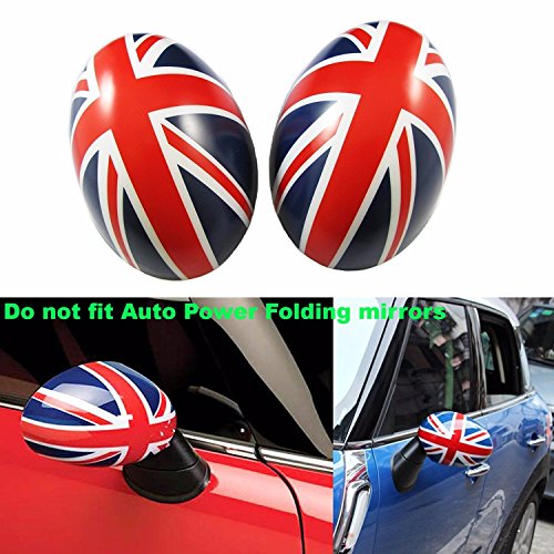 Xotic Tech Union Jack Manual Side Mirror Covers Caps for Mini Cooper Driver/Passenger Side