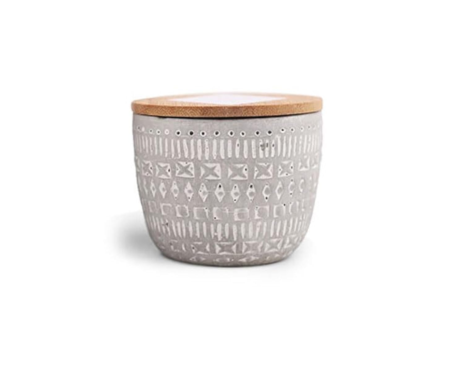 Paddywax Scented Candles Desert-Inspired Sonora Range Candle in Reusable Etched Concrete Pot with Wooden Lid, 85g, Tobacco & Patchouli