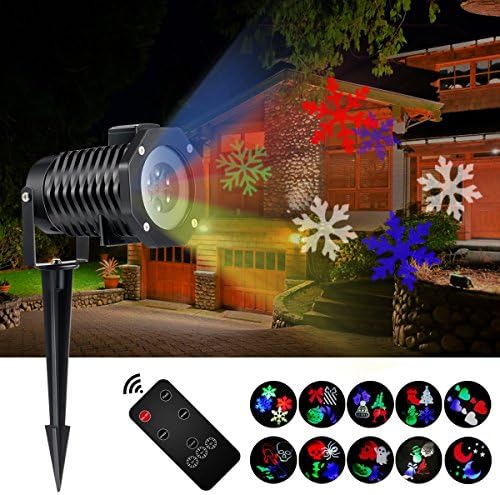 Projection Light Waterproof Landscape LED Lights, With 10 Switchable Modes Automatically Rotating Halloween Skeletons Christmas Snowflake Decorations