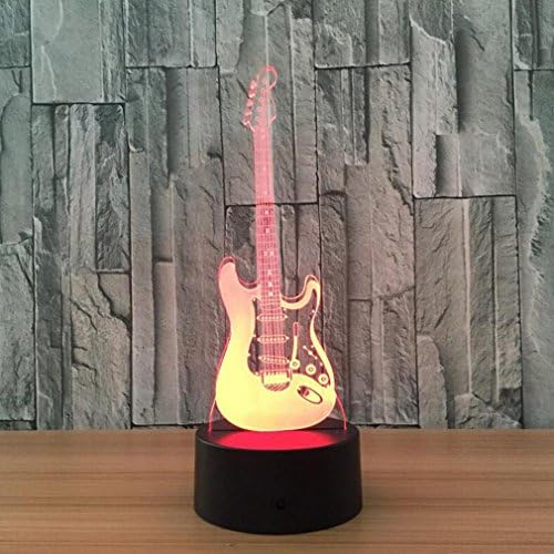 CARYY 3D LED Illusion Lamp, 7 Colors Remote Control Dimensional Visual Guitar Light, Optical Night Lights, Decoration Atmosphere Table Lamps, Children Christmas Birthday Gifts