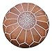 maisonmarrakech Handmade Leather Footstool Marrakech Tan Brown with White Stitching Unstuffed 23