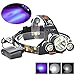 BESTSUN Tactical Blacklight Headlamp UV-Ultraviolet LED (1x Cree T6 White LED and 2 x UV LEDs) 4 Modes 395-410nm 18650 Rechargeable Leak detector and Cat-Dog-Pet Urine Detector (with Chager & Battery)