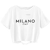 Sofia's Choice Women's Summer Casual Short Sleeve Tops Distressed Ripped Crop Top T Shirt