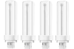 SATZOL 13W G24Q-1 4 Pin Base 4100K Compact Fluorescent Light Bulb, Replacement for Sylvania 20667 CF13DD/E/841, Philips 38328-1 PL-C 13W/841/4P/ALTO, GE 97597 F13DBX/841/ECO4P (Cool White 4100K)