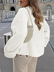 LOGENE Womens Oversized Soft Crewneck Sweater Fuzzy