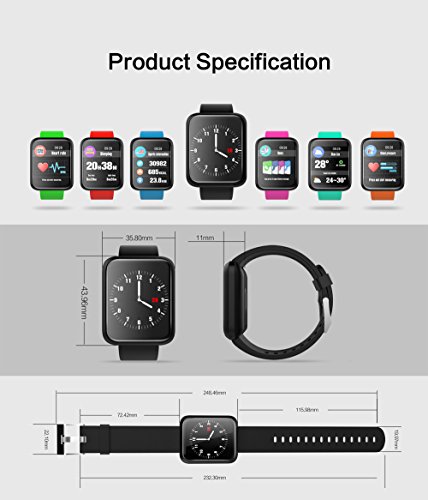 Choosebuy Bluetooth Smart Watch, Color Touch Screen IP67 Watchproof Sports Smart Wristwatch Sports Pedometer/Sleep Blood Pressure Heart Rate Monitor Smart Bracelet for Android/iOS (Hot Pink) - Thumbnail 7