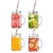 VonShef Set of 4 Mason Glass Drinking Jars Set 15 Ounce Glasses with Reusable Straws, Twist Lids and Handles