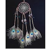Dremisland Handmade Indian Peacock Dreamcatcher Wind Chimes Indian Style Feather Pendant Car Hanging gift