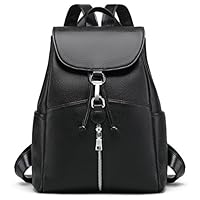New Women Real Genuine Leather Backpack Purse vintage SchoolBag by Coolcy (Black)