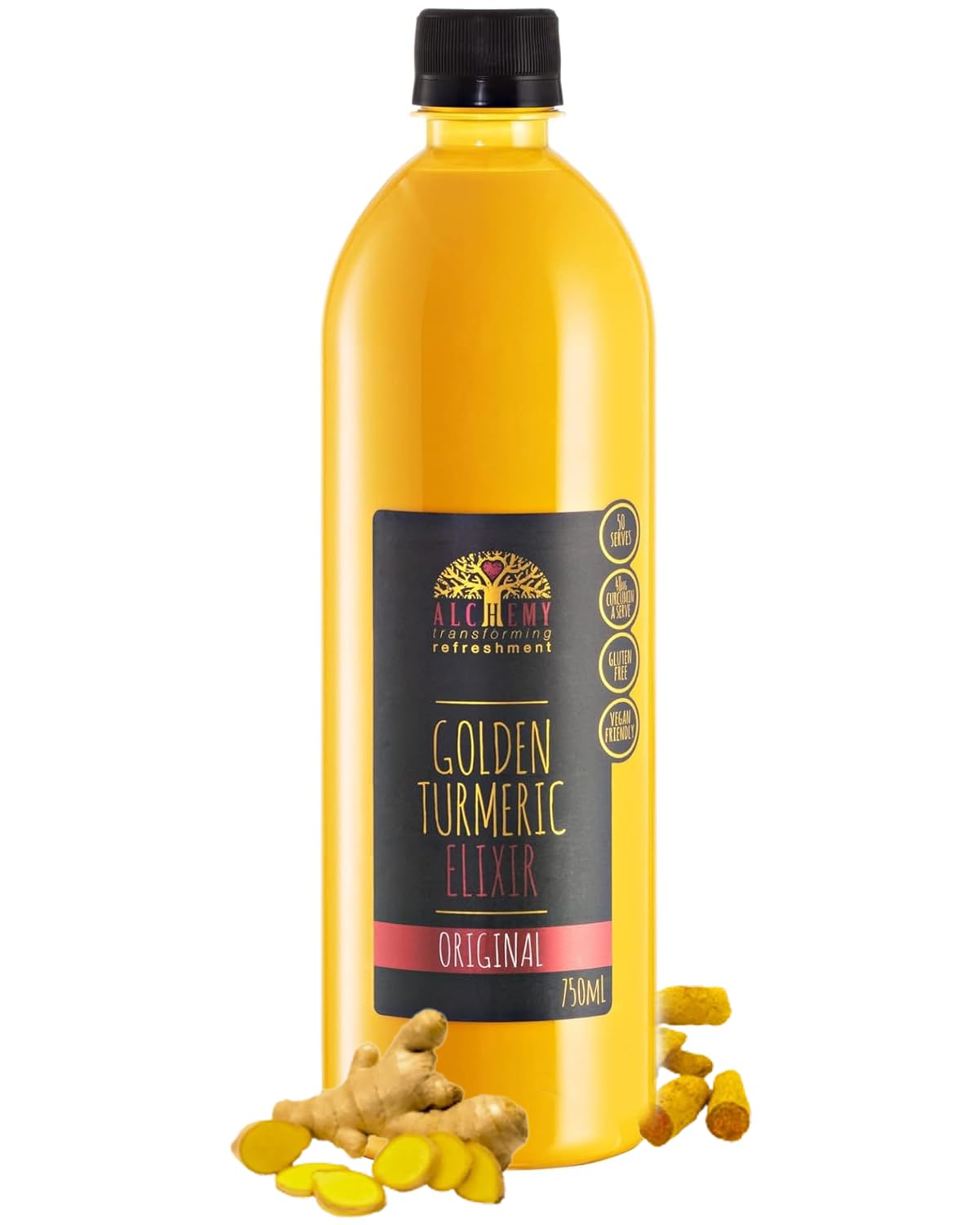 Alchemy Cordial Turmeric Elixir Syrup, Latte Superfood, Delicious Healthy Drink with Ginger & Cinnamon, Vegan Gluten Free Coffee Alternative (1 x 750ml)