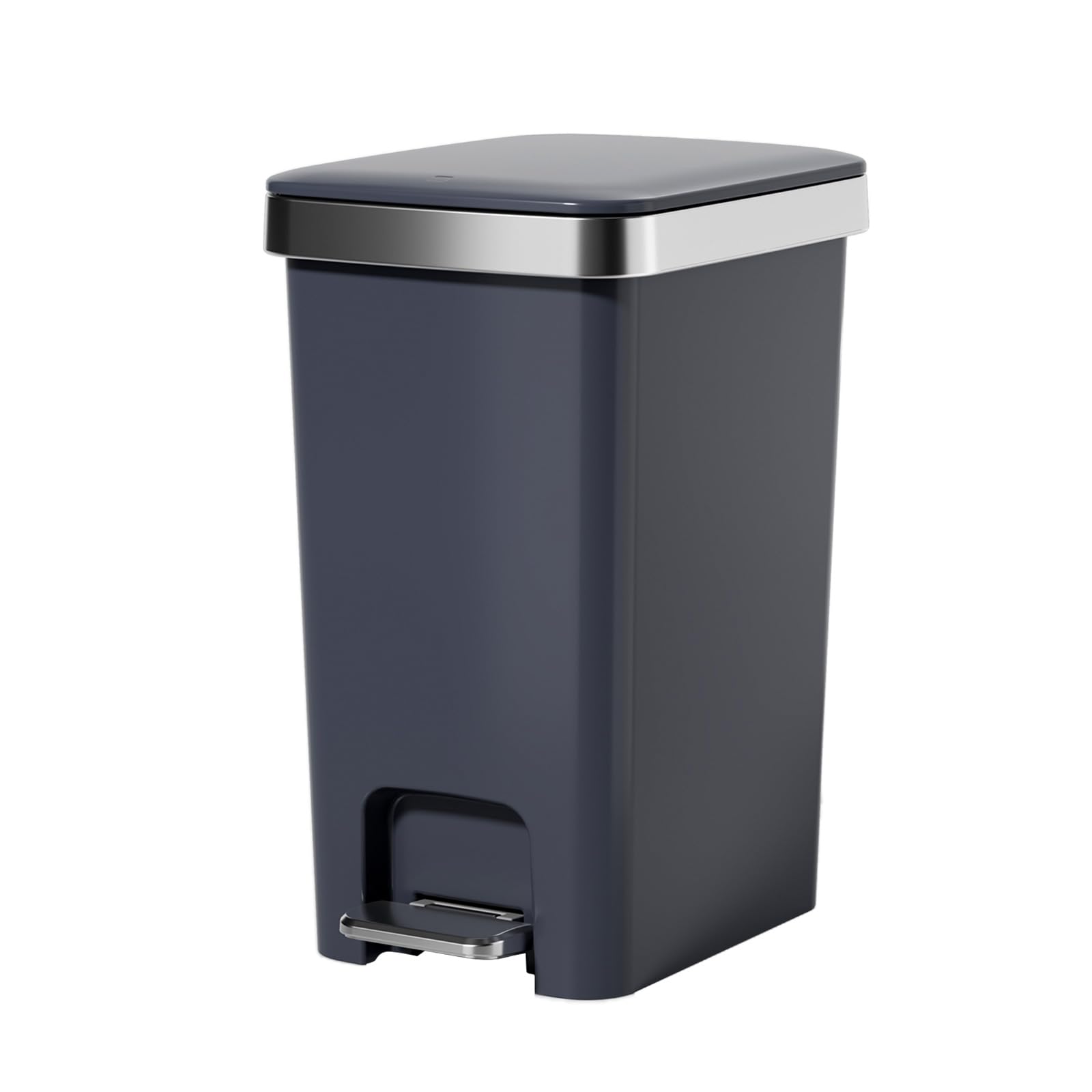 Photo 1 of TODAYGO Rectangular Kitchen Step Trash Can with Soft-Close Lid, Gray Plastic Slim with Foot Pedal – Waste Baskets with Lids 4 Gallons, Step-On for Bathroom, Small Trash Can with Lids