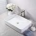 KES Bathroom Sink, Vessel Sink 24 Inch Porcelain Rectangular White Above Counter for Lavatory Vanity Cabinet Contemporary Style, BVS113
