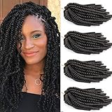 4Pcs Spring Twist 8 inch Nubian Twist Braiding Hair Crochet Braids Synthetic Hair Spring Twist Braiding Hair Extensions #1B