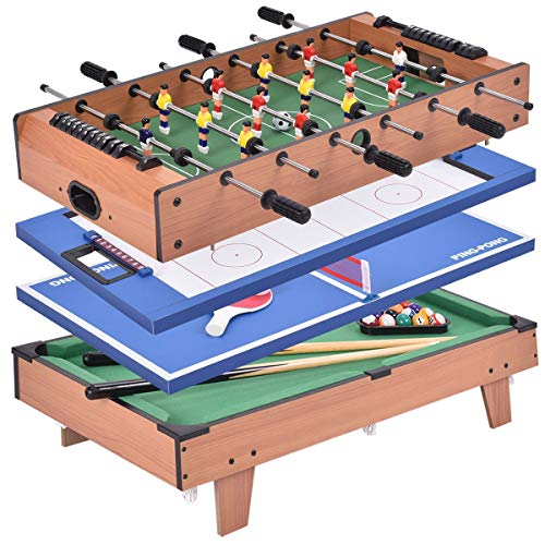 USA_BEST_SELLER 4 in 1 Multi Game Swivel Steady Combo Game Table Hockey Soccer Foosball Pool Tennis Table - Thumbnail 7
