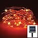 Collections Etc Outdoor Decorations Solar Powered Outdoor Light String with 50 Orange Lights, 16.5 Foot Cable, Deck, Porch, Patio