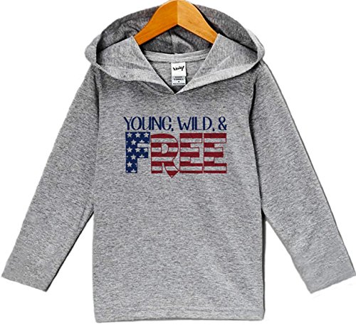 Custom Party Shop Kid's Young Wild Free 4th of July Hoodie 18 Months Grey