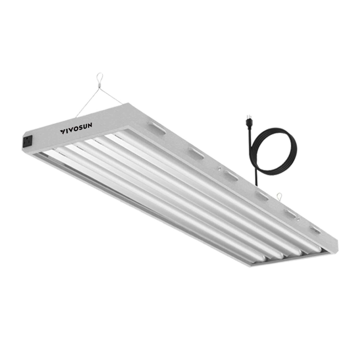 Photo 1 of VIVOSUN T5 Grow Lights, 5000 Lumens per 4ft., 216W (4 X 54W), 6500K HO Fluorescent Tubes, with High-Output T5 Light Fixture Bulbs for Indoor Plants, 8ft Power Cord, 2 Hanging Cables, 2 On/Off Control