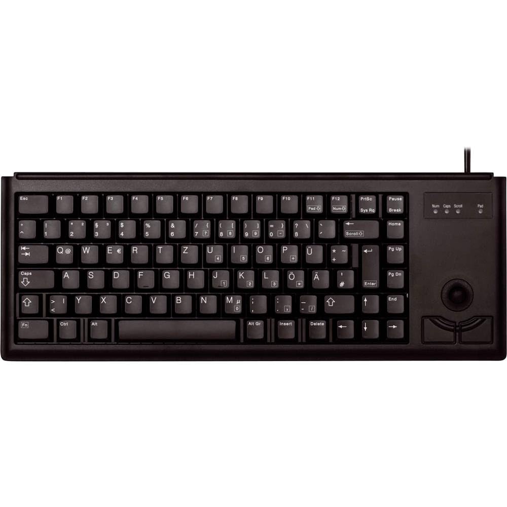 CHERRY G84-4400, Compact Keyboard with Trackball, German Layout (QWERTZ), Wired (PS/2-Connection), 2 Mouse Keys, Mechanical ML Switches, Black