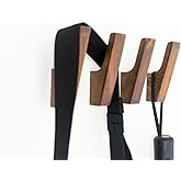 LAMGOMIN Wood Wall Hooks, 4 Pack Rustic Wood Coat Hooks, Minimalist Hat, Backpack, Jacket, Towel Hangers, Decorative Mounted Pegs, Durable Wall Hooks for Entryway, Bathroom and Kitchen