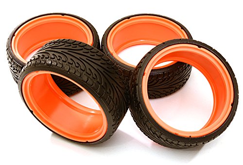 Integy RC Model Hop-ups OBM-1460ORANGE Replacement Drift Tire Set (4) for C24791 thru C24798 Type Alloy Wheel