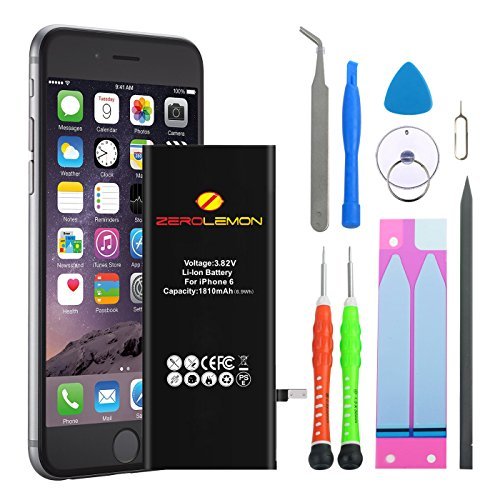 ZeroLemon 1810mAh Battery for iPhone 6 Replacement with Complete Repair Tools Kit and Instruction [Not for iPhone 6 Plus, 6S/6S Plus] Speed up iPhone