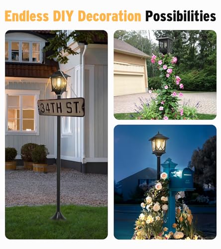 Joyoowild 63" Solar Lamp Post Light 2 Pack, Solar Light Posts for Outside Waterproof, Outdoor Lamps for Patio, Backyard, Front Porch Decor, Warm White, Replaceable Bulb