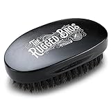 Beard Brush for Men by The Rugged Bros - Made from 100% Pure Wild Boar Hair - Best Round Hair Comb for Facial Care, Conditioning, and Distributing Oil - Perfect for Maintenance of Beards and Moustache