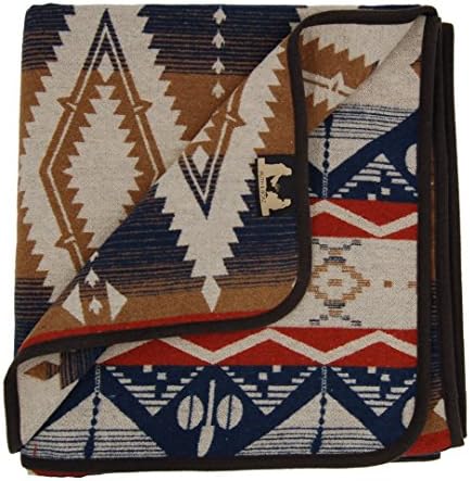 RUTH&BOAZ Outdoor Wool Blend Blanket Ethnic Inka Pattern(Q) (Navy, Large)