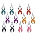 Bingcute 12Pcs Silver Assorted Enamel Color Breast Cancer Awareness Ribbon Charms with Jump Rings