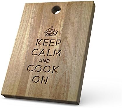Personalized Wooden Chopping Board with Keep Calm And Cook On design - Solid Oak, Ideal for Chopping / Cutting or Presenting your food - A Perfect Gift for Friends and Loved Ones.