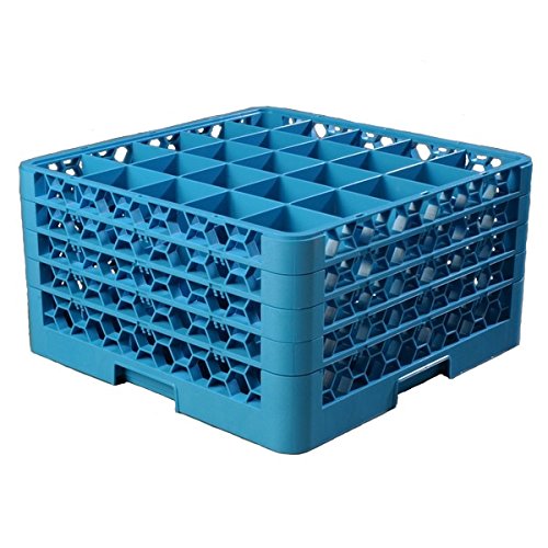 Carlisle RG25-414 OptiClean 25-Compartment Glass Rack w/ 4 Extenders, Polypropylene, 20.88" Length, 20.88" Width, 10.30" Height, Blue (Case of 2)