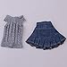 Fityle Knitted Sweater Tops Skirt Suit Clothes for 1/6 Blythe Licca OB Our Generation Dolls Winter Outfit Accessories Gray&Blue