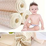 MBJERRY Infant Bamboo Fiber Waterproof Changing Pad - Natural Organic Cotton Mattress Pad Cover - Reusable Portable Changing Mat for Home and Travel (11.8 x 17.7 Inch, Brown & Green & White Stripes)