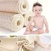 MBJERRY Infant Bamboo Fiber Waterproof Changing Pad - Natural Organic Cotton Mattress Pad Cover - Reusable Portable Changing Mat for Home and Travel (11.8 x 17.7 Inch, Brown & Green & White Stripes)