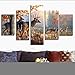 JuYi Art HD Painting Canvas Prints for Home Decoration, Stretched- 5 pcs Deer Picture Print on Canvas- Modern Home Decor Wall Art ( No Framed )