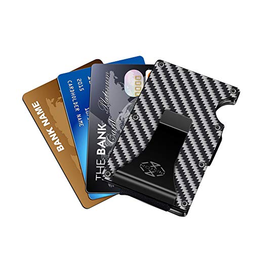 PESTON Minimalist Carbon Fiber Wallet and Money Clip RFID Blocking Card Holder - Thumbnail 2