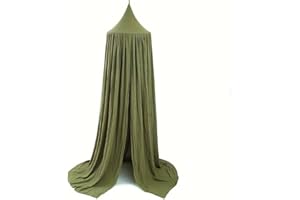 Vhaso Cotton Kids Bed Canopy, Nursery Room Baby Crib Hanging Curtain Mosquito Net Hideaway Bedding Children Reading Nook Decoration, Pastel Neutral Color for Boys & Girls (Green)
