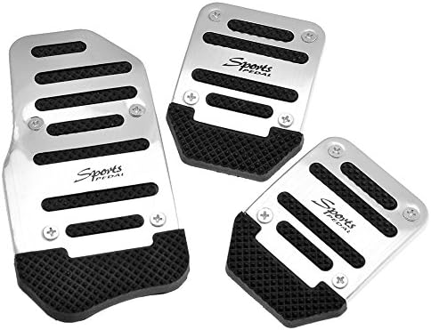 Smartbargain Manual Car Auto New Fashion Non Slip Sports Aluminium Alloy Manual Car Auto Vehicle Pedal Foot Treadle Foot Brake Cover Pad 3pcs/set (Silvery)