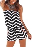 Hibluco Women's Sexy Off Shoulder Rompers Sleeveless Short Jumpsuits with Pockets