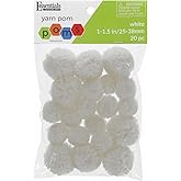 Essentials By Leisure Arts Yarn Pom Poms - White - 1" to 1.5" 20 Piece Pom Poms Arts and Crafts Gray Pompoms for Crafts Craft Puff Balls for Crafts
