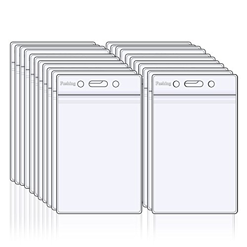 Fushing Pack of 100 Clear Plastic Vertical Badge Holders, Name Tag