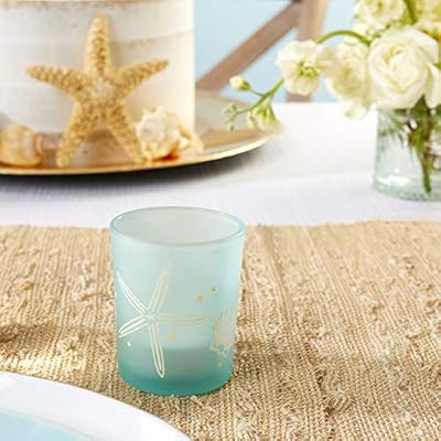 Kate Aspen Beach Party Glass (Set of 4) Holders Votive, One Size, Blue (27184NA) 5177uD2prDL