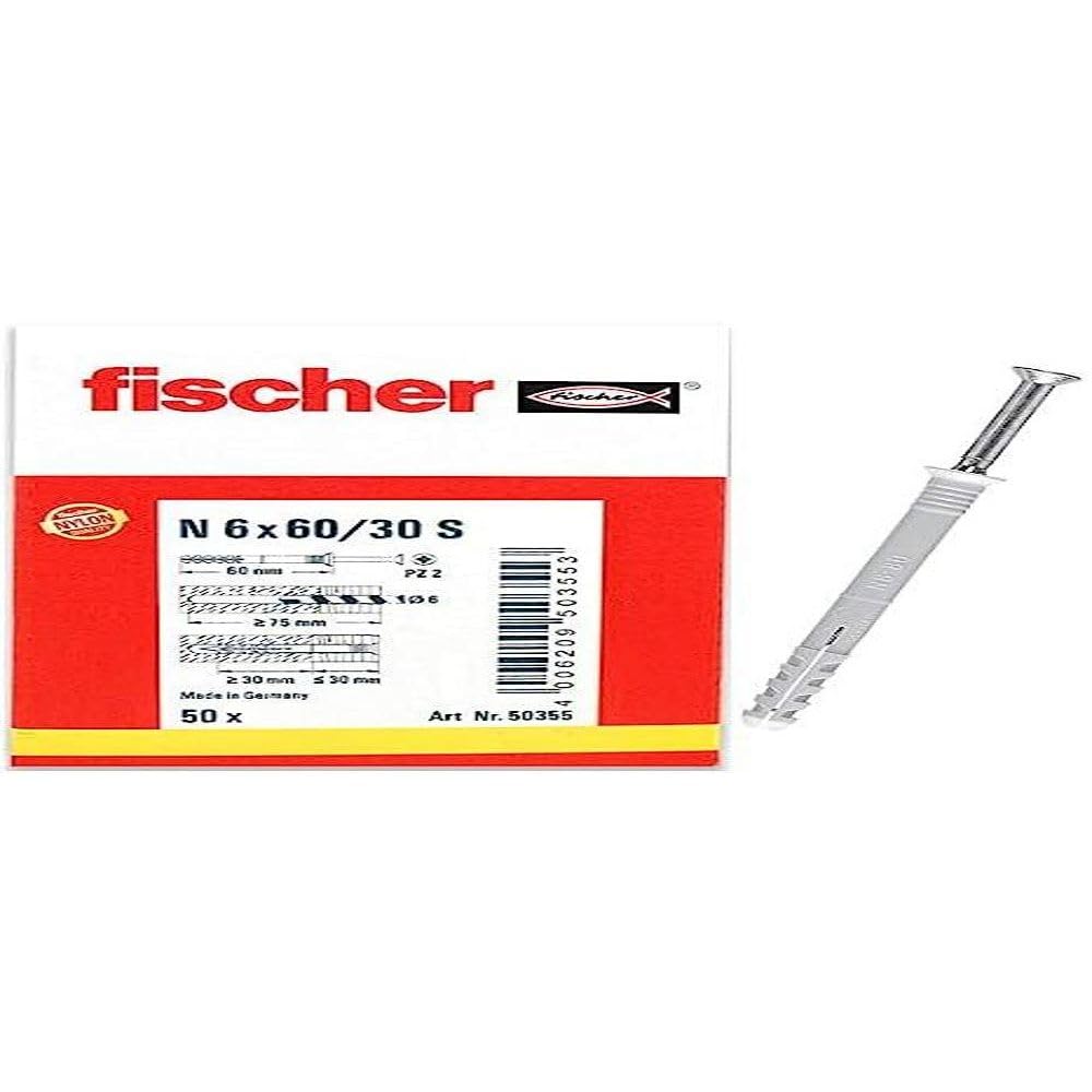 fischer N 6 x 60 Z Hammerfix Frame Fixing, Pack of 50, 50355