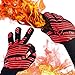 YINENN BBQ Grill Gloves with 932°F Heat Resistant and Insulated Silicone for Barbecue with Grilling,Smoker,Cooking and Oven,Baking,Fireplace,Frying and Kitchen-1 Pairs XL (13.5 Inches)-Red