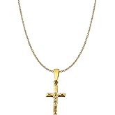 Ritastephens Gold Crucifix Cross Charm Pendant Necklace 18" 925 Sterling Silver yellow Gold overlay Italian
